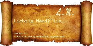 Lichtig Mahália névjegykártya